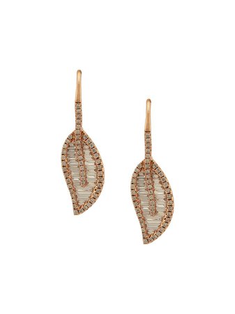 Anita Ko 18kt Rose Gold Leaf Diamond Earrings - Farfetch
