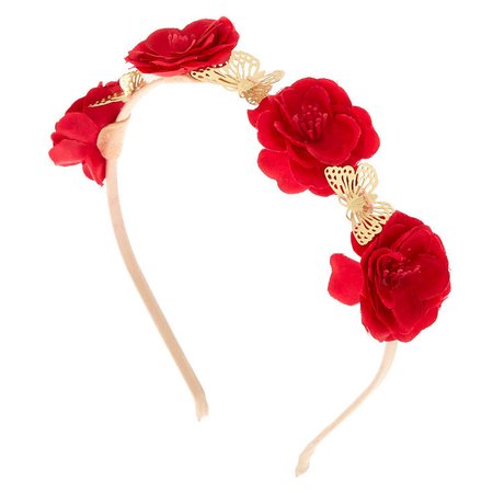 Floral Butterfly Headband - Red | Claire's US