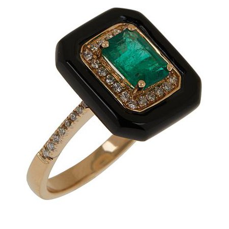 Cirari 14K gold emerald, onyx and diamond ring