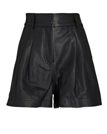 FRAME Pleated Leather Shorts | INTERMIX®