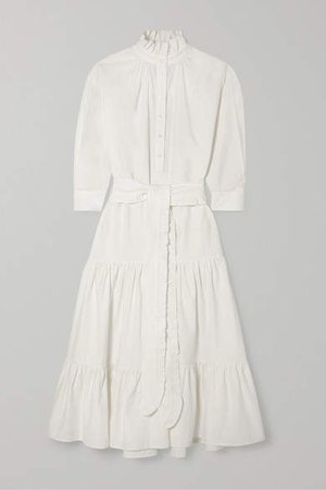 Phoebe Ruffled Cotton-corduroy Maxi Dress - White