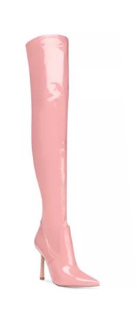 pink payment leather thigh high boot