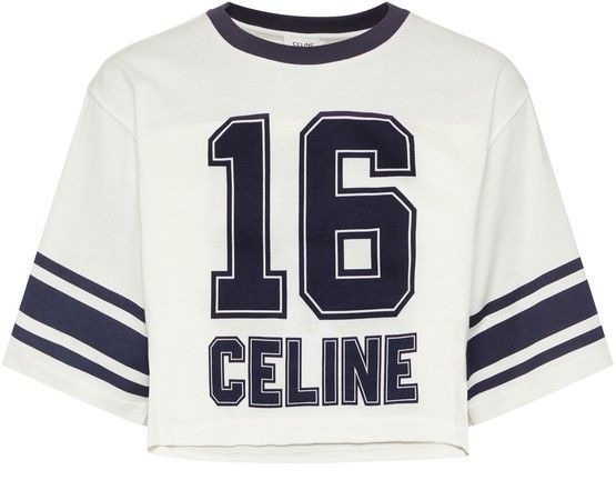 Women's Celine 16 cropped t-shirt in cotton jersey | CELINE | 24S