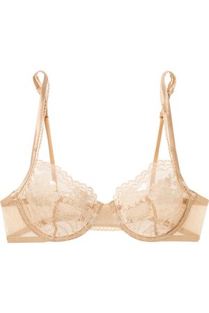La Perla | Lapis stretch-Leavers lace and tulle soft-cup underwired bra | NET-A-PORTER.COM