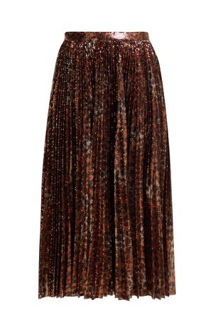 MSGM Leopard Print Metallic Pleated Skirt - Bronze – Grace Melbourne