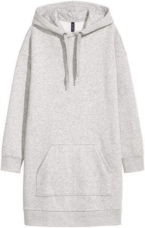Hooded Sweatshirt Dress - Gray