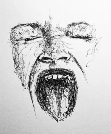 My Scribble Abstract Drawing Of A Screaming Woman.