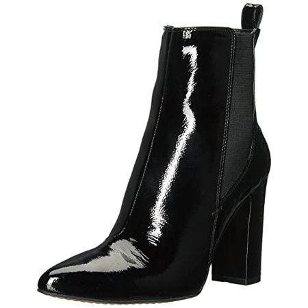 black leather boots (shiny)
