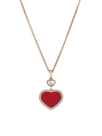 Shop Chopard Happy Hearts 18K Rose Gold & Diamond Pendant Necklace up to 70% Off | Saks Fifth Avenue