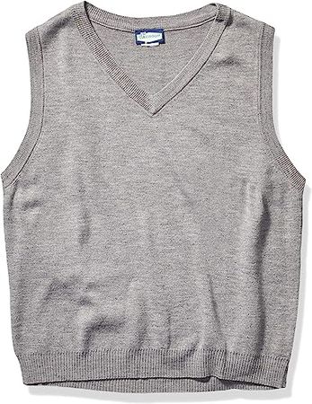 Classroom School Uniforms Men's Youth Unisex V-Neck Sweater Vest, Heather Grey, Medium at Amazon Men’s Clothing store