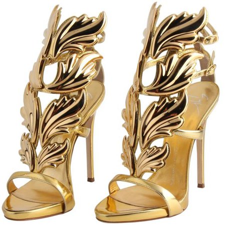 Giuseppe Zanotti Gold Coline Wings Suede 110mm Sandals Size US 7 Narrow (Aa, N) - Tradesy