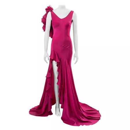 John Galliano 'Dolores' cyclamen pink bias-cut satin evening dress, fw 1995 For Sale at 1stDibs