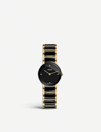 RADO - R30189712 Centrix Diamonds 18ct yellow gold-plated stainless steel quartz watch | Selfridges.com