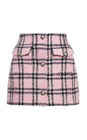 Tartan Sequin Tweed Mini Skirt By Alessandra Rich | Moda Operandi