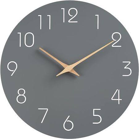 Amazon.com: Mosewa Silent Non-Ticking Wall Clock Decorative for Kitchen, Bedroom, Bathroom, Office, Living Room, Battery Operated - 10 Inch Wood Modern Simple (Gray) : Home & Kitchen