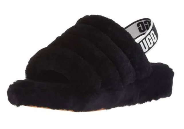 black fur ugg slipper