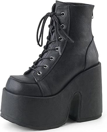 Amazon.com: CELNEPHO Womens Combat Ankle Booties Square Toe Lace Up Block Chunky High Heel Platform Motorcycle Knight Boots Punk Goth Mid Calf For Women : Everything Else