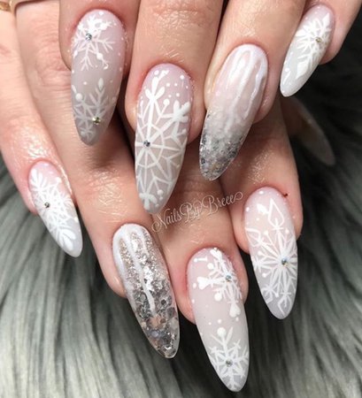 White “winter” nails