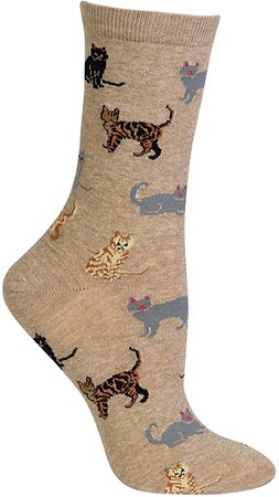 Hot Sox Women's Lover Novelty Casual Crew Socks, Cats (Hemp), Shoe Size: 4-10: Clothing