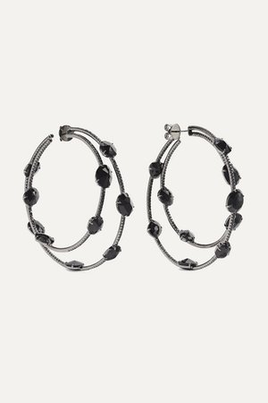 OFIRA | 18-karat blackened white gold, spinel and diamond hoop earrings | NET-A-PORTER.COM