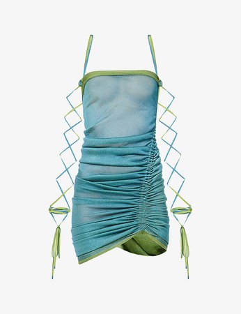 ISA BOULDER - Square-neck reversible woven mini dress | Selfridges.com