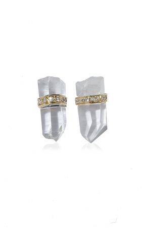 Crystalline Crystal Quartz Diamond Bar Single Earring By Jia Jia | Moda Operandi