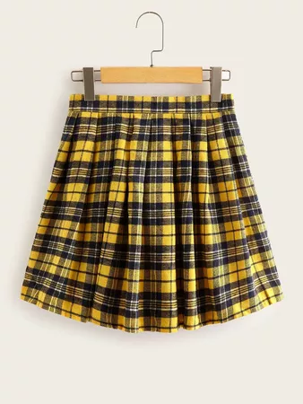 Tartan Print Zip Back Flare Skirt | SHEIN USA
