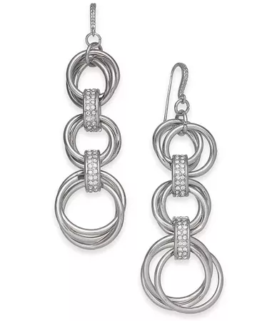 Alfani Silver-Tone Pavé Multi-Hoop Triple Drop Earrings, Created for Macy's - Fashion Jewelry - Jewelry & Watches - Macy's