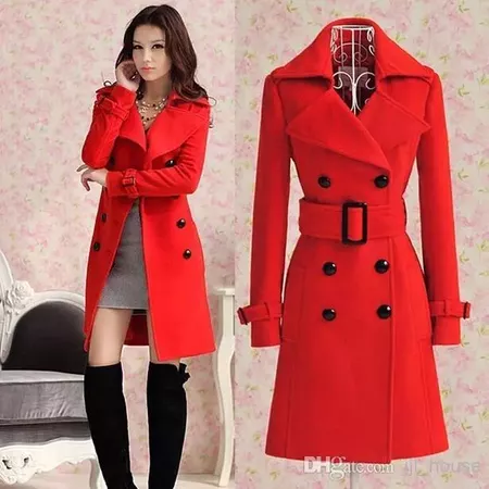 2019 Hot 2014 Fashion New Women'S Ladies Celebrity Red Blue Slim Warm Winter Coat Wool Woolen Jacket Outwear Long Trench Coats Pea Coats Belt Fre From Jjl6688, $74.94 | DHgate.Com