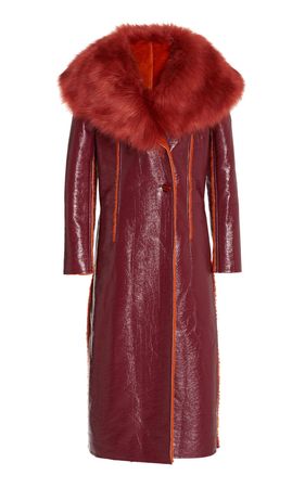 Elaine Faux Fur-Trimmed Vegan Leather Coat By Cult Gaia | Moda Operandi
