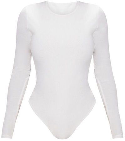PLT shape white long sleeve slinky bodysuit