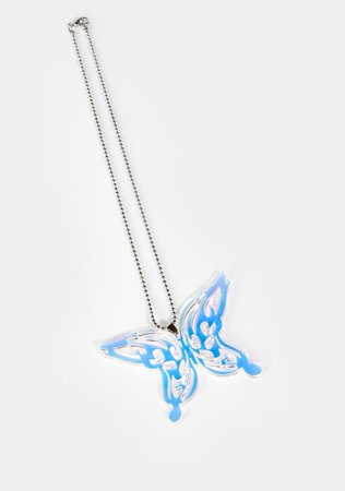 Iridescent Butterfly Ball Chain Necklace - Blue/Purple – Dolls Kill
