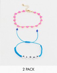 ASOS DESIGN stretch bracelet with bead and love heart charm | ASOS