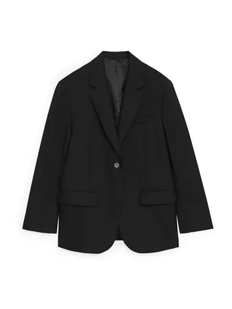 Oversized Wool Hopsack Blazer - Black - Tailoring - ARKET DK