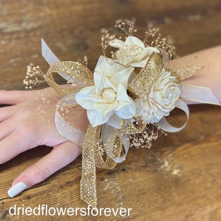 gold prom corsage
