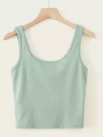 Solid Ribbed Cropped Tank Top | SHEIN USA