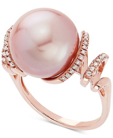 Honora 14k Rose Gold Cultured Pink Ming Pearl & Diamond Ring