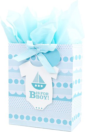 Amazon.com: Hallmark 13" Large Gift Bag with Tissue Paper for Baby Showers, New Moms and More (B is for Boy, Blue) : Health & Household