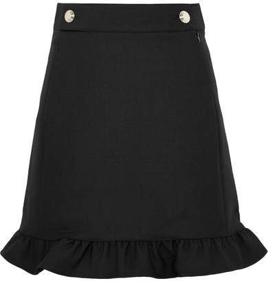 Ruffled Twill Skirt - Black
