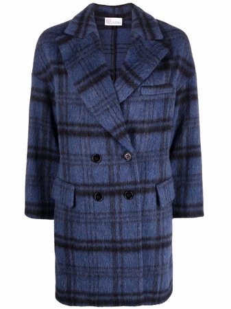 RED Valentino Plaid Check double-breasted Coat - Farfetch