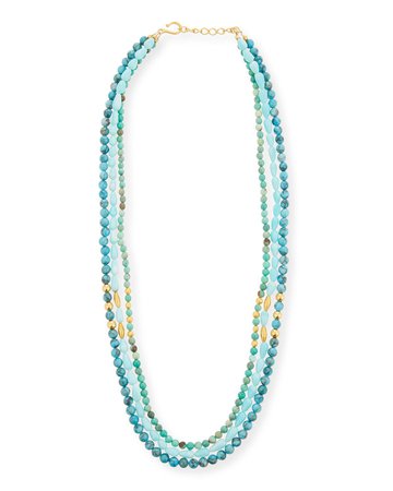 Dina Mackney Long 3-Strand Turquoise Necklace