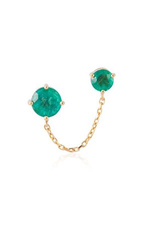 18k Gold And Emerald Chain-Linked Earring By Yi Collection | Moda Operandi
