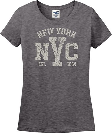 Amazon.com: New York City NYC Established 1664 Distressed Ladies T-Shirt (S-3X) (Ladies XX-Large, Dark Heather): Clothing