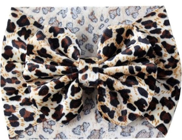 baby girl leopard headwrap bow