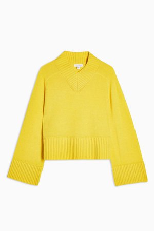 **Yellow Lambswool Blend V Neck Jumper by Topshop Boutique | Topshop