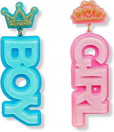 Amazon.com: MAQVQLU Pink Blue Boy Girl Sign Earrings for Girls Asymmetric Boy and Girl Earrings Birthday Earrings Party Festive Gifts: Clothing, Shoes & Jewelry
