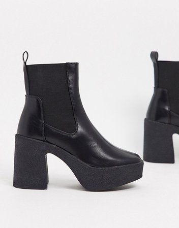 Public Desire Trooper chunky heeled chelsea boots in black | ASOS