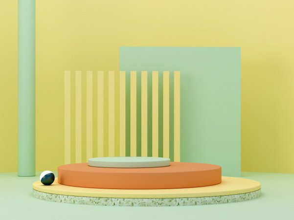 Premium Photo | Abstract minimal scene with geometrical forms. cylinder podiums in yellow, green and orange colors. abstract background. scene to show cosmetic products. showcase, shopfront, display case. 3d render.