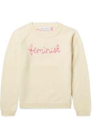 Lingua Franca Kids | Ages 2 - 6 Feminist embroidered cashmere sweater | NET-A-PORTER.COM