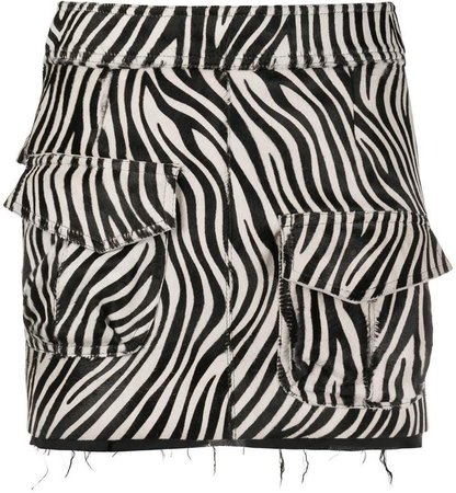 Almaz zebra-print frayed skirt